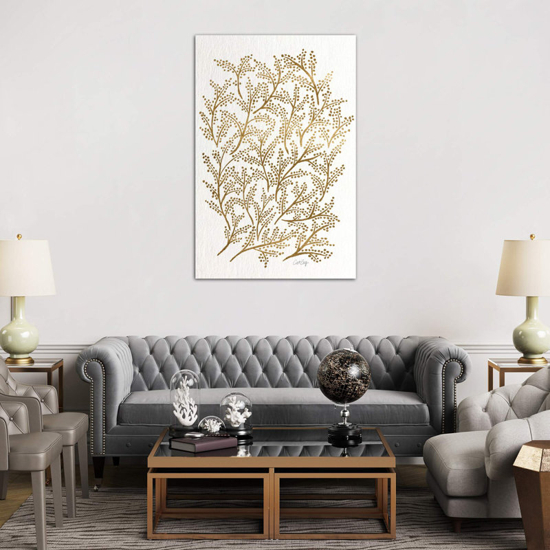 Gold Branches by Cat Coquillette - Wrapped Canvas Print, 20.32 cm H x 30.48 cm W