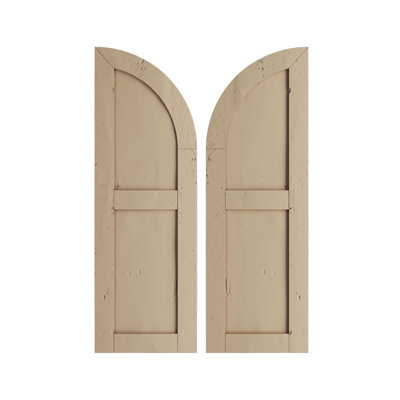 Timberthane Two Equal Flat Panel w/Quarter Round Arch Top Faux Wood Shutters (Per Pair)
