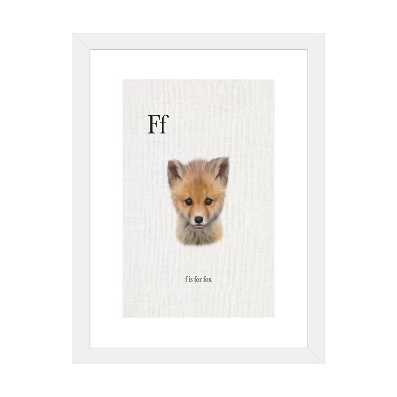 Décoration murale pour enfants F Is for Fox, Papier encadré blanc, H 32 po x l 24 po x P 1 po