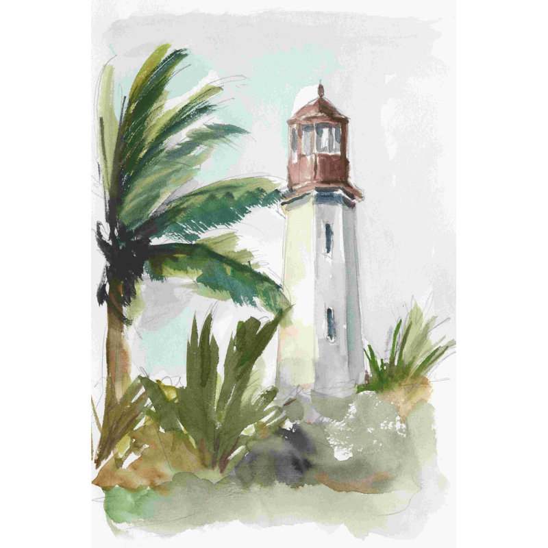 «Tropical Lighthouse I» par Ethan Harper - reproduction d'art sur toile tendue, H 48 po x l 32 po x P 1,25 po