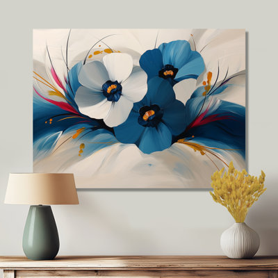 Velvet Blue Poppies Drop - Floral Canvas Wall Decor