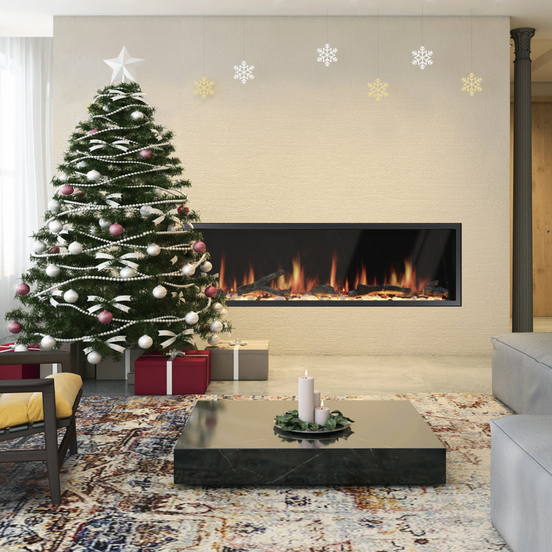 Litedeer Latitude 65" Smart Ultra-linear Electric Fireplace (ZEF65X) | Ultra-Slim Linear Wall Fireplace with WiFi App, Multi-Color Flame, Breathing | Growing Driftwood Logs & 1500W Heater