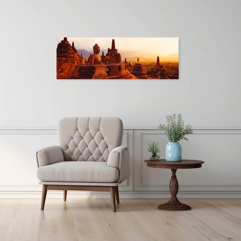 Borobudur, temple bouddhiste de Java, Indonésie, H 12 po x l 36 po