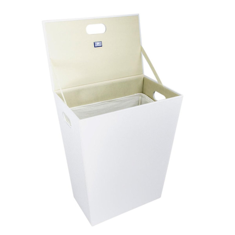 Panier à linge avec couvercle, Blanc, Grand (H 24 po x l 18,9 po x P 11,8 po)