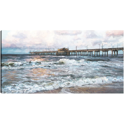 Twilight Pier Light by Studio Arts Canvas Art Print
