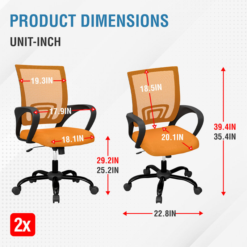 Chaise de bureau en filet, Orange