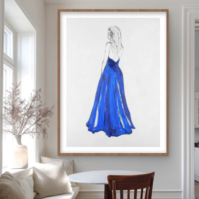 Lady in Blue - Framed Matted Print for Blue Bedroom Decor