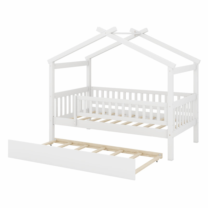 Lit maison avec lit gigogne, Blanc