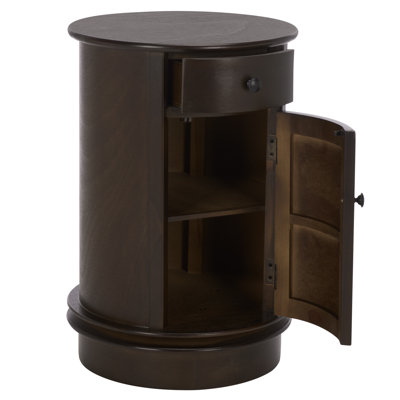 Regan Solid Wood Swivel Drum End Table with Storage