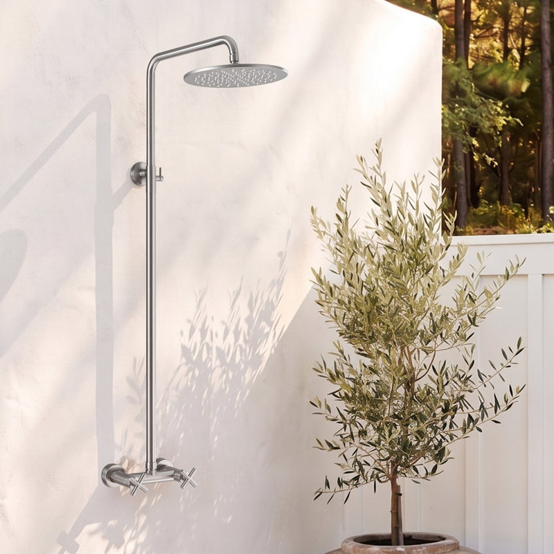 Douche d'extérieur à hauteur réglable 10 po Contemporary, Nickel brossé