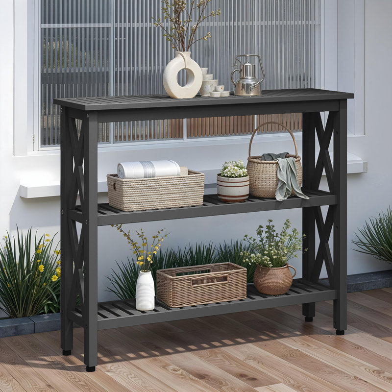  Buffet rectangulaire d'extérieur et console, Noir