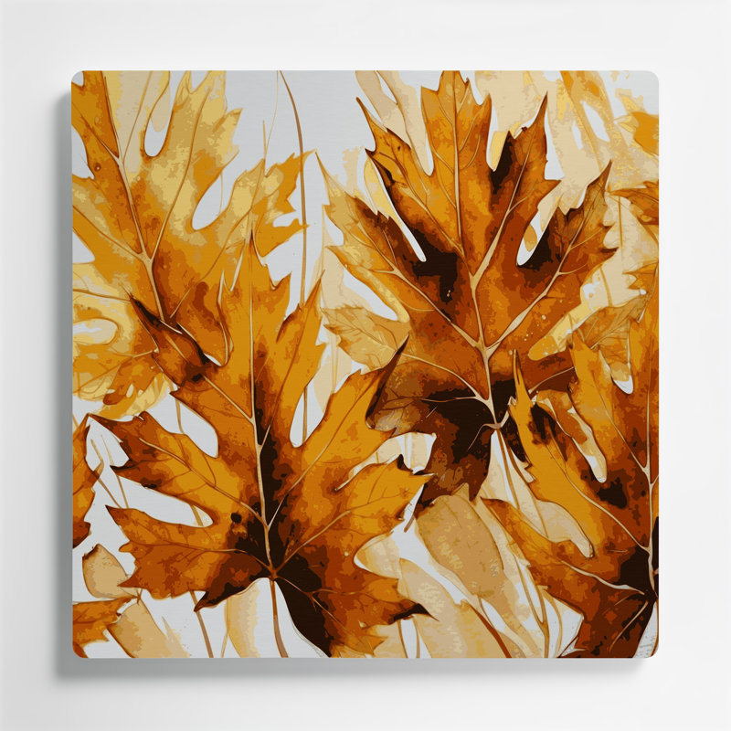 Art mural en métal feuilles de peuplier botanique brun, H 32 po x l 32 po