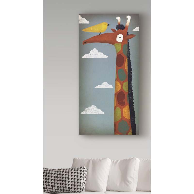 «Giraffe and Bird», art sur toile, H 47 po x l 24 po x P 2 po