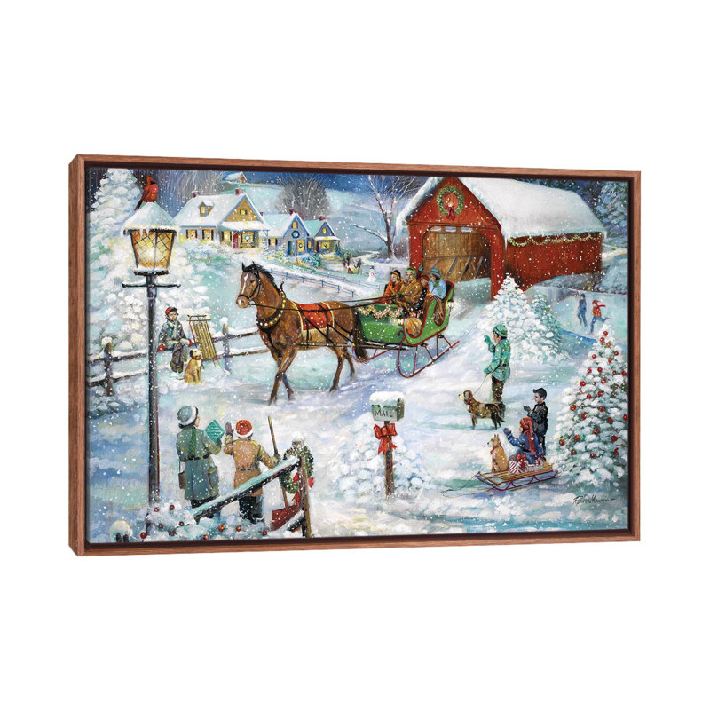 «Sleigh Ride» par Ruane Manning - reproduction d'art, H 40 po x l 60 po x P 1,5 po, Toile avec cadre brun, Aucun mat