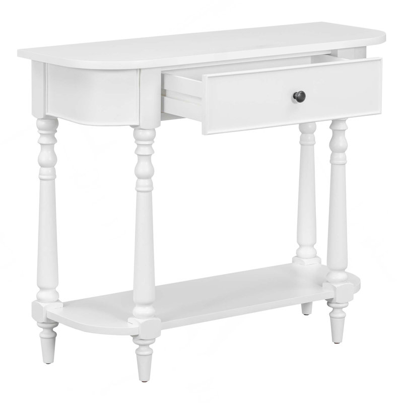 Retro Corner-curved Console Table, White