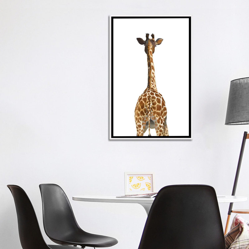Art girafe bout à bout, Toile blanche encadrée, H 40 po x l 26 po x P 1,5 po