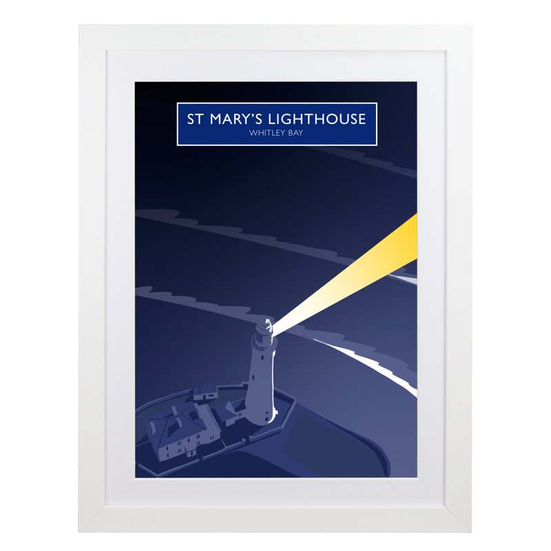 'St. Marys Lighthouse' 1 Piece Wall Art, 54 cm H x 44 cm W x 2.2 cm D, White Wood Frame