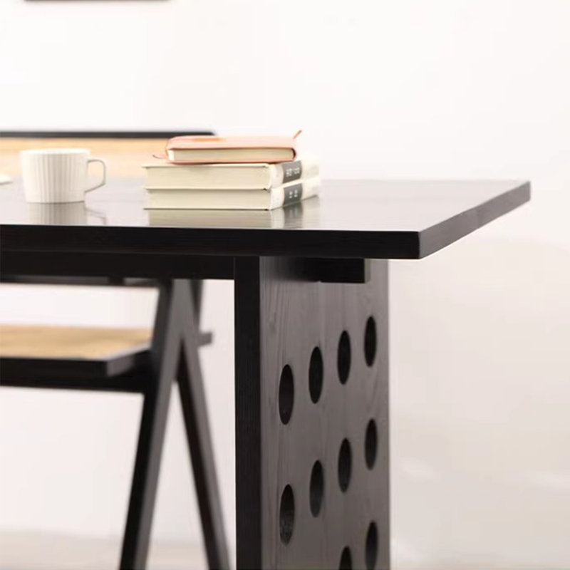 Bureaux rectangulaires en bois massif, Noir, noir, noir, noir, H 29,53 po x l 62,99 po x P 27,56 po