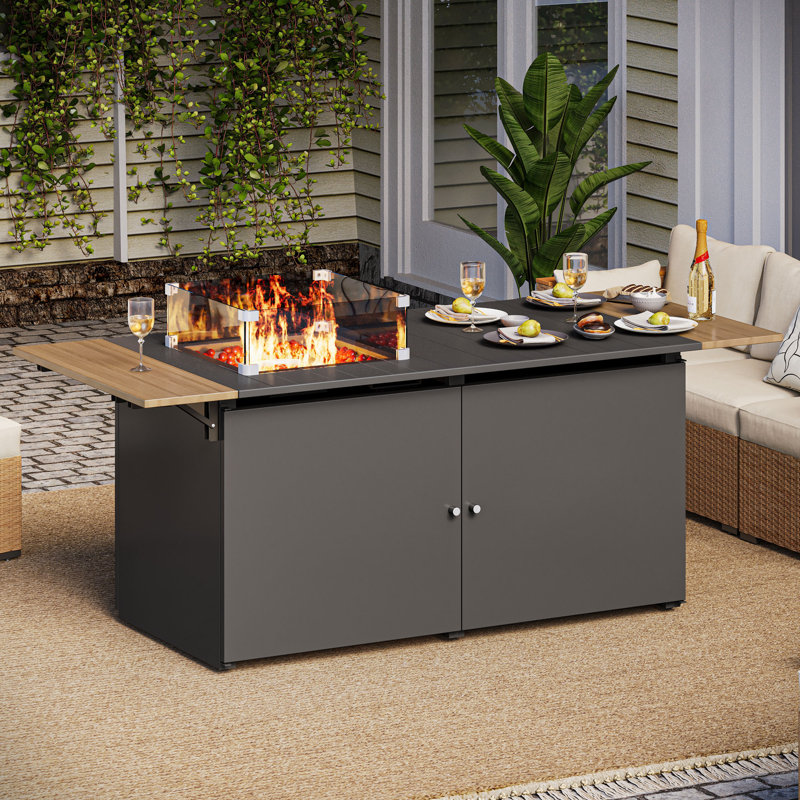 Table de foyer d'extérieur au propane H 25 po x l 64 po Laurean (55 000 BTU), 64" W x 25" H