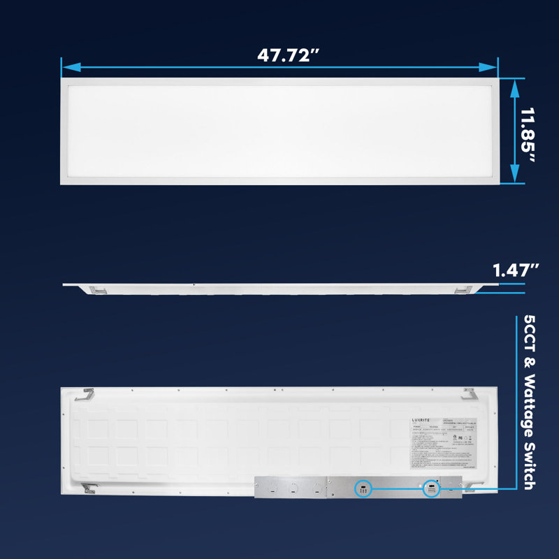 White Aluminum 48'' Adjustable LED Flat Panel Ceiling Light