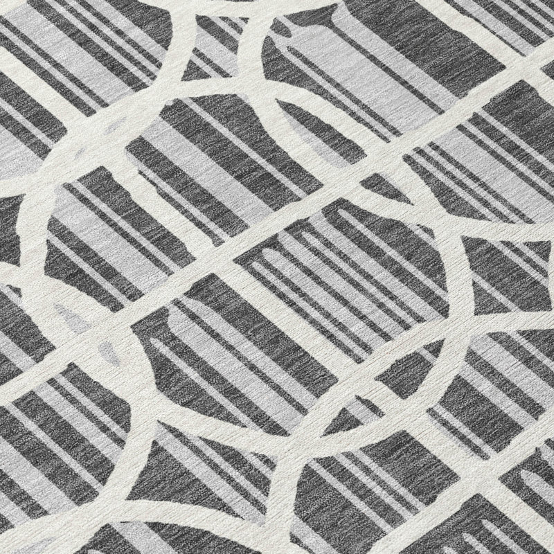 Machine Washable Indoor/Outdoor Chantille ACN2769 Geometric Rug, Graphite, 5' x 7'6"