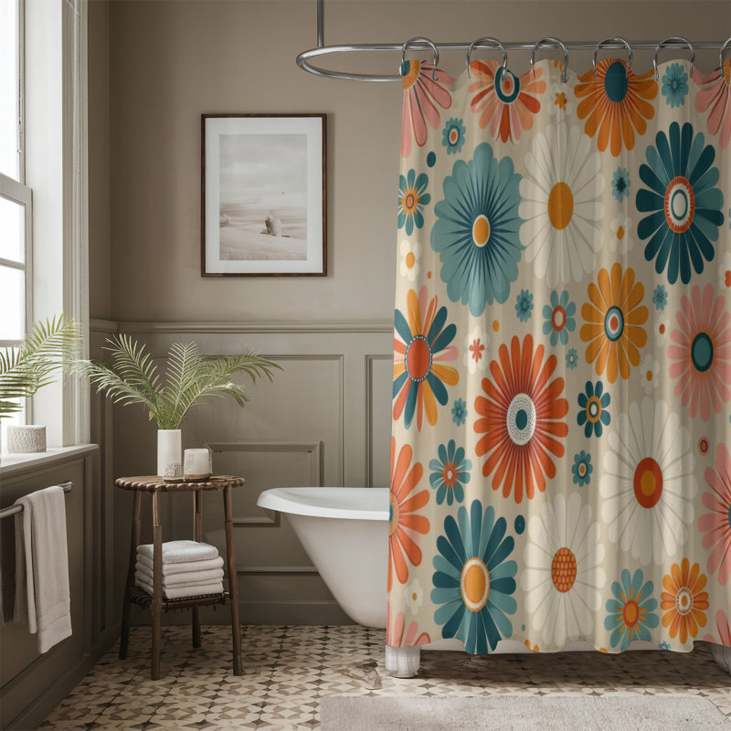 Rideau de douche standard 1 pièce Retro Class Charm, H 74 po x l 71 po