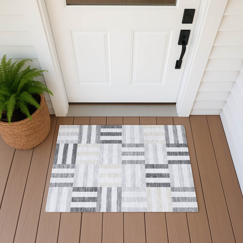 Machine Washable Indoor/Outdoor Aten ACN2332 Geometric Rug, Rectangle 1'8" x 2'6"