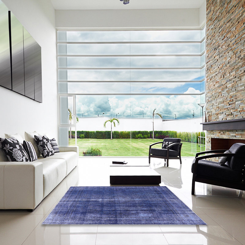 Tapis oriental bleu / gris Ickes, Carré 6 pi