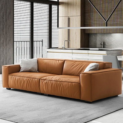 Orange Genuine Leather Modular Sofa cushion couch