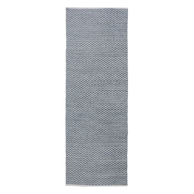 Tapis intérieur / extérieur bleu océan à chevrons tissé à la main