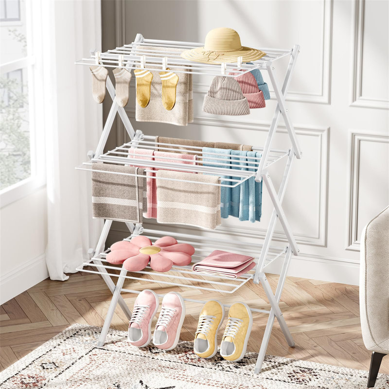 Metal Foldable Freestanding Drying Rack, White