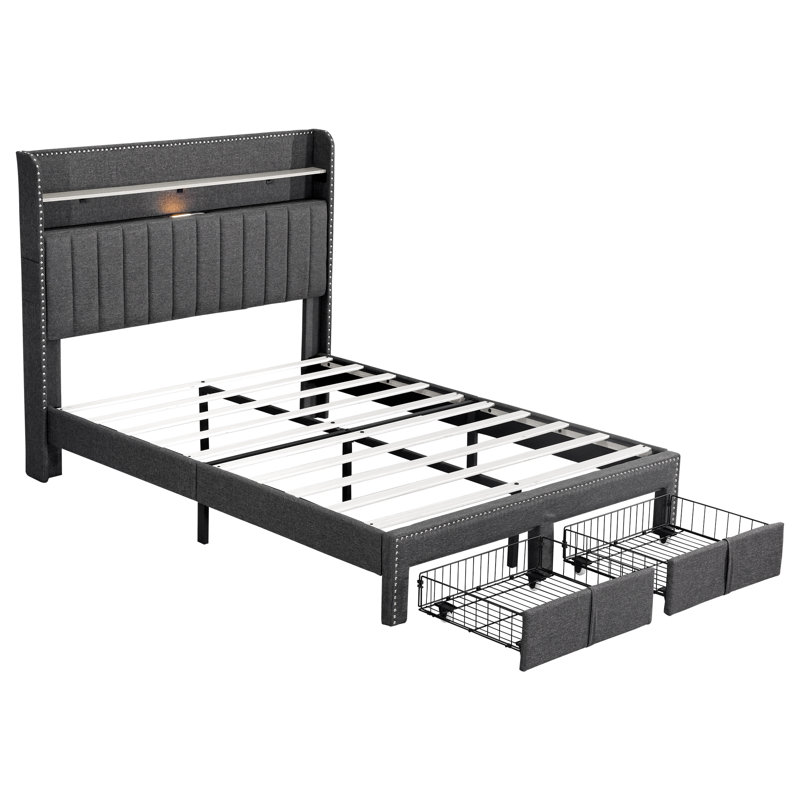 Darlita Upholstered Storage Bed, Grey