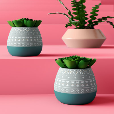 5'' Faux Evergreen Succulent in Ceramic Pot
