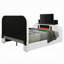 Shelyn White Teddy Sherpa & Chrome EK Bed W/LED, TV Cabinet, Fireplace & Bluetooth-661905538