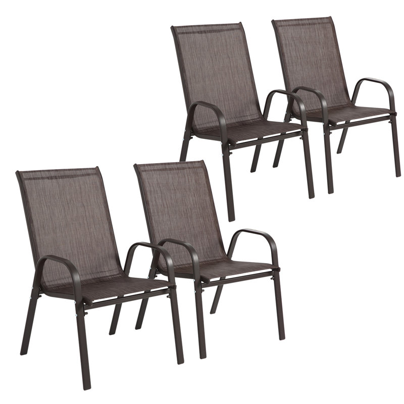 Crediton 4 Piece Outdoor Patio Furniture Set,Camping Chairs(Set of 4), Brown