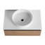 Meuble-lavabo de 76 cm avec lavabo en céramique blanche, tiroir à fermeture douce, rayures estivales attrayantes, structure en contreplaqué extensible 2/3 hygiénique, tiroir inclinable à 45° facile à ouvrir et à fermer.
