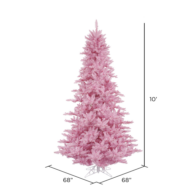 Arbre de Noël artificiel en sapin rose, H 10 pi x l 68 po