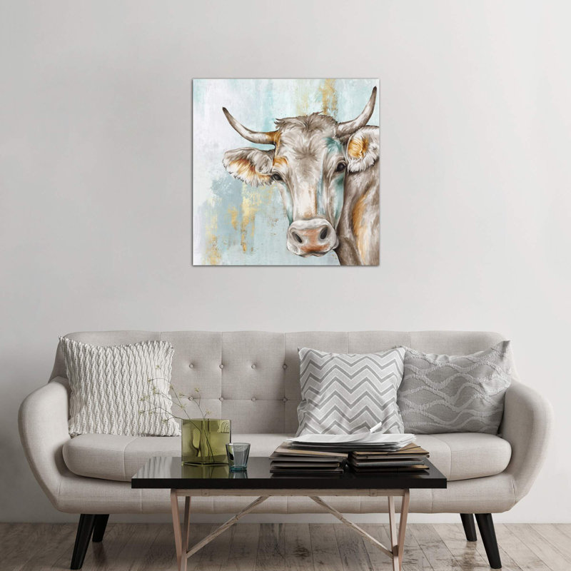 Headstrong Cow by Eva Watts - Print on Canvas, No Frame, 66.04 cm H x 66.04 cm W x 3.175 cm D