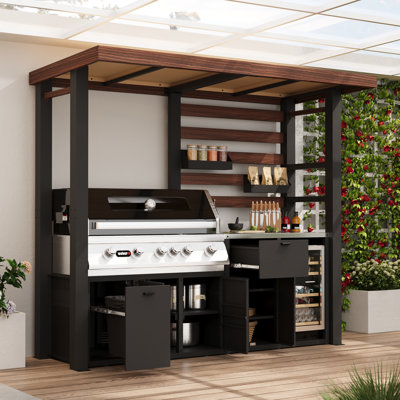 Morinome Wide Galvanized Steel Patio Grill Gazebo Outdoor