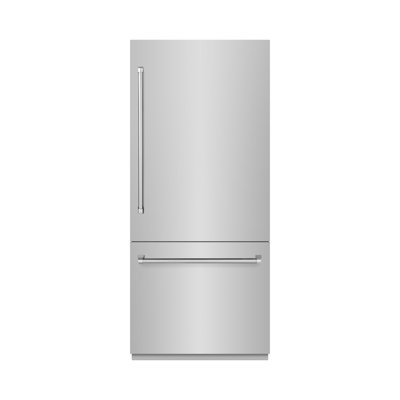 ZLINE 36 po 19,8 pi³ Réfrigérateur à congélateur inférieur intégré avec distributeur d'eau et machine à glaçons avec intérieur gris graphite