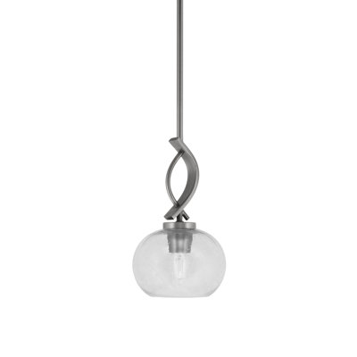 Mini-luminaire suspendu à tige Unia, fini laiton vieilli avec verre transparent de 7 po