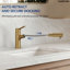Robinet de salle de bain escamotable, robinet d'évier de salle de bain à poignée simple avec drain-120156950