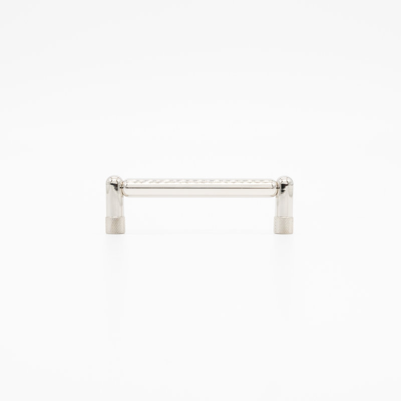 Poignée d'armoire moletée, Nickel poli, 4"
