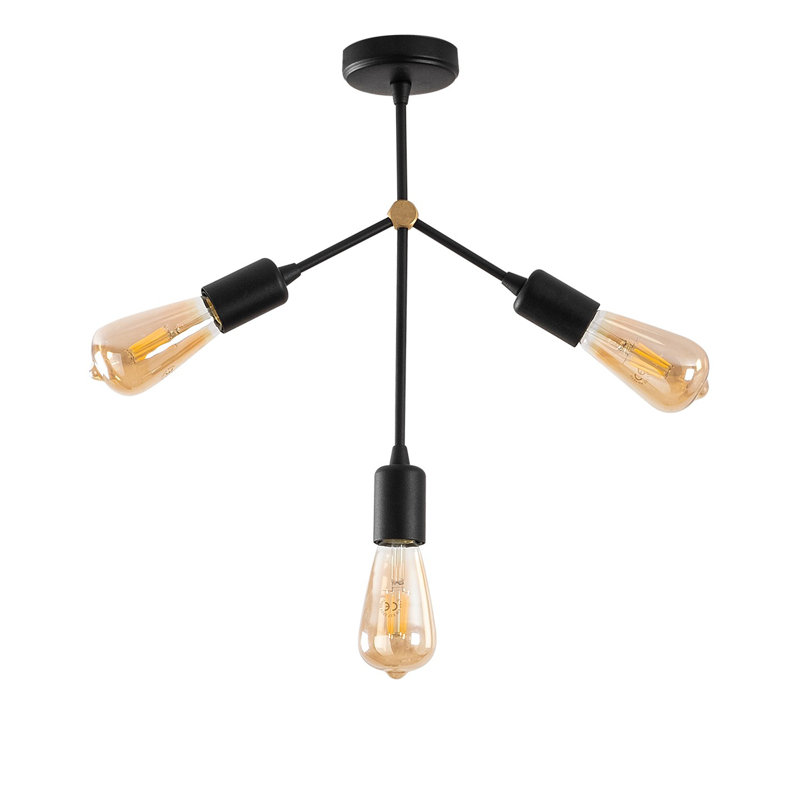 Luminaire suspendu noir à 3 lumières Zakhya