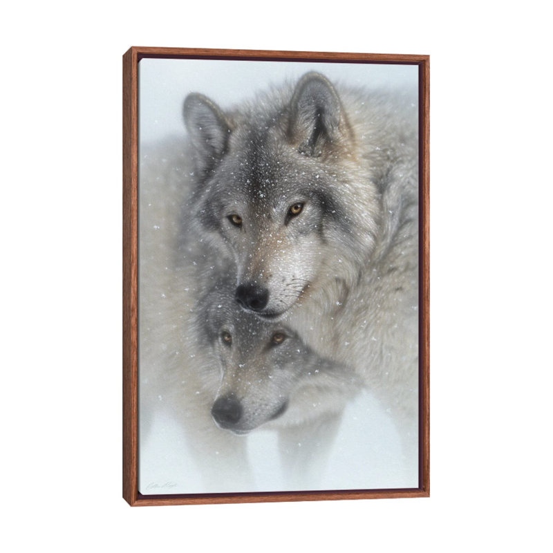 Wild Devotion - Gray Wolves, 40" H x 26" W x 1.5" D, Classic Wood Floater Framed Canvas