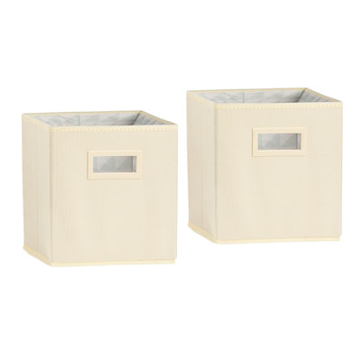 Collapsible Fabric Organizing Bin, Foldable Space Saver Storage Solution, Brown Colour, Pack of 2, by Superio