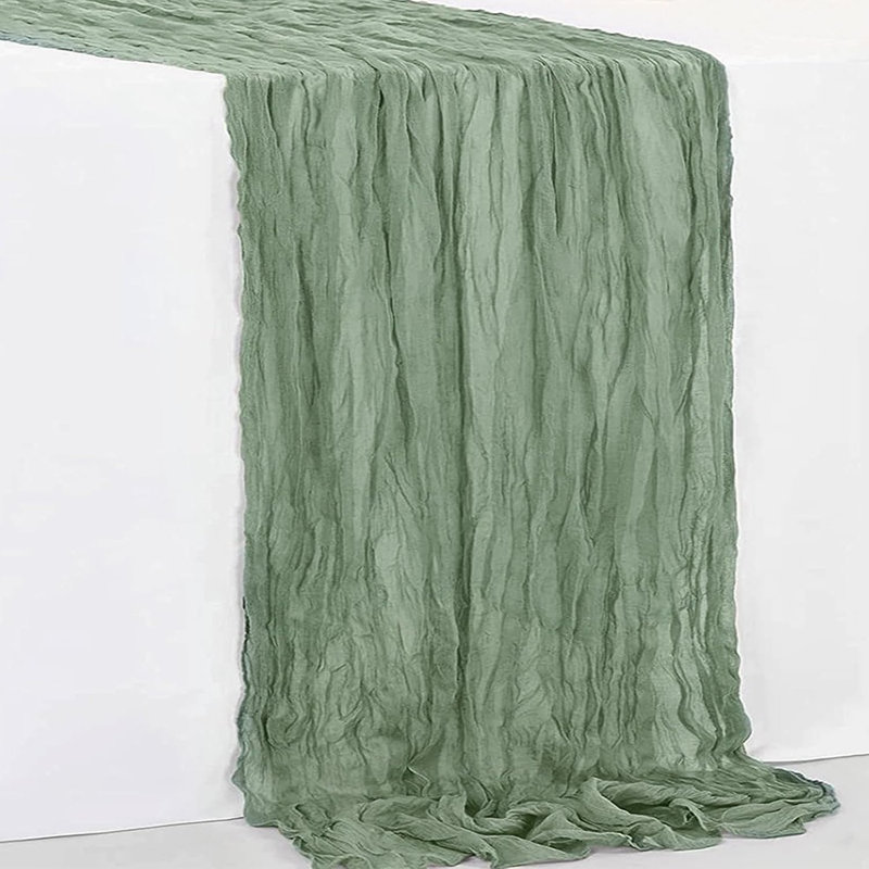 Cheesecloth Table Runner – Sage Green – 10 Ft, Rustic Sheer Gauze, For Wedding, Party & Bridal Shower Decor
