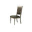 Chaises de salle à manger d'appoint de luxe argentées, de 2, dossier, coussin rembourré, gris et argent, bois d'hévéa, siège de présentation classique 2 pièces