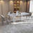 White Rectangular Marble Tabletop Dining Table-526089443