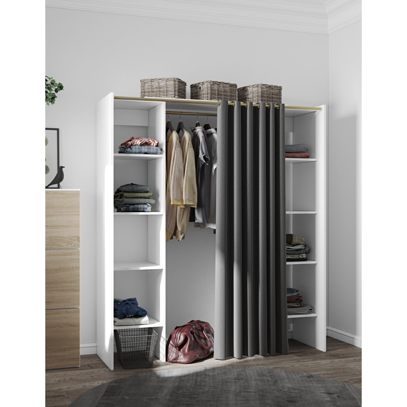 Tom & Jerry 112cm - 185.3cm Closet System, White/Dark Grey